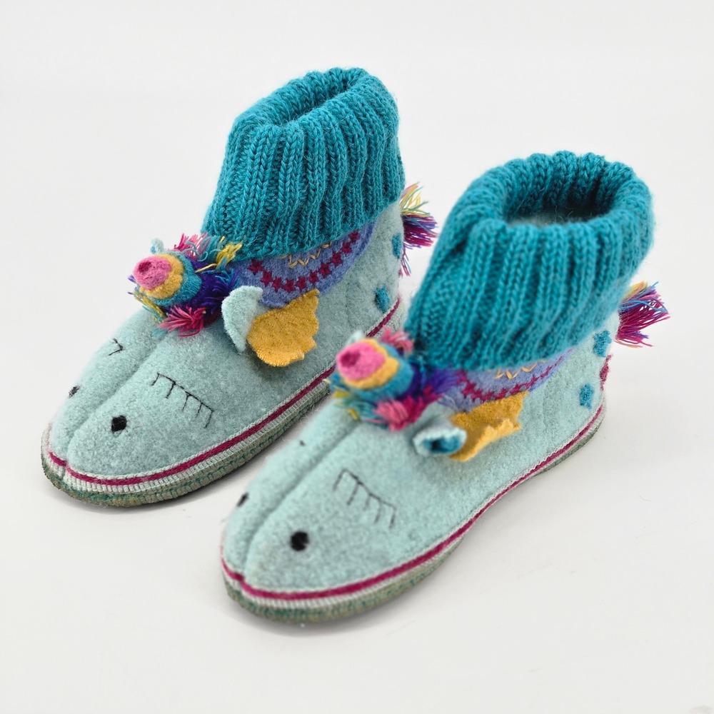 Garnet Hill Kids Boiled Wool Unicorn Slipper Booties Cozy Cottagecore Size 12
